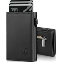 TEEHON Geldbörse Geldbeutel Herren - Portmonee Herren mit Münzfach (Smart Wallet RFID Schutz, Geldbeutel für 9 Kartenetui, Kreditkartenetui), Geldbörse Geldscheinfach & ID-Fenster - Schwarz