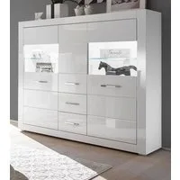 Furn.Design Highboard Carrara (Schrank in weiß Hochglanz, 149 x 142 cm), mit viel Stauraum