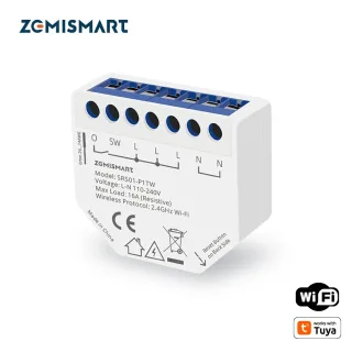 Zemismart WiFi Smart Relay Switch 1 Gang with Power Monitor Neutral Required Work with Tuya App Smart Life App