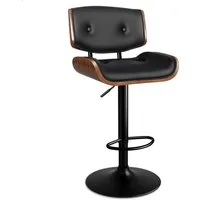 ALFORDSON Barhocker Verstellbarer, Sitzfläche aus geknöpftem PU-Leder (1er-set, 360°-Drehung, Gasdruckfeder), Solide Basis, Odette-Design, Schwarz