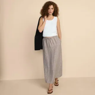 Leinen-Midirock für Damen in Petite-Größe, Damen, size: petite, Beige, by Lands' End