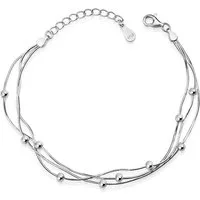 Materia Armkette Damen Silberarmband mit Kugeln dreireihig SA-11, 925 Sterling Silber