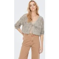 ONLY Strickjacke ONLBEACH LIFE 7/8 O-N CARDIGAN KNT NOOS mit Häkel-Details