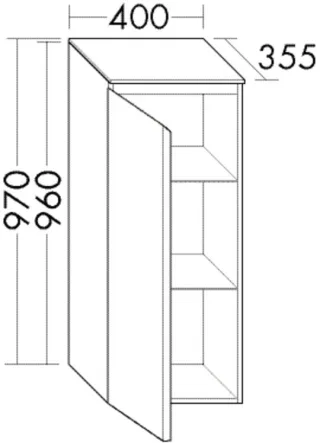 Burgbad Halbhoher Schrank Lin20 Acryl/Lack Matt 970x400x347 Schwarz Solid Matt, UHFG040RF6515 UHFG040RF6515