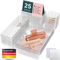 uandu home Organizer Schubladen Organizer, Schreibtisch Organizer, Organizer Schubade (Küchen Organizer, Schminktisch Organizer, Make up Organizer, 25 St., Schubladentrenner, Badezimmer Organizer, Organizer Küche), 4 verschiedenen Größen Enthält 100 