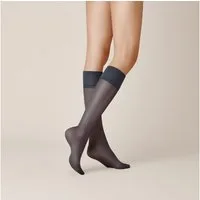 KUNERT Kniestrümpfe SATIN LOOK 20 bequemer, druckfreier Wohlfühlbund, transparent, glänzend