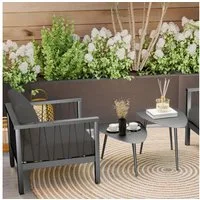 Outsunny Beistelltisch im Geometrischem Design (wetterfest Balkontisch, 2-St., 2er Set Couchtisch), aus Stahl, für Garten, Terrasse, Balkon, Schwarz