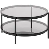 ACTONA GROUP Couchtisch Bayern, Rauchfarbene Glastischplatte, Metallgestell, Ablageboden, runde Form