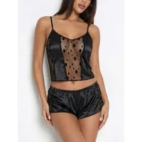 Elegant Love Shorty Satin Nachtwäsche-Set – Pyjama-Set, Schlafanzug (Set, 2 tlg., Camisole-Top + Shorts) Sinnliche Homewear