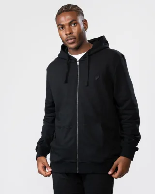 Lyle & Scott Tonal Eagle Jet Black Kapuzenpullover Mit Durchgehendem Reißverschluss