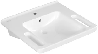 Villeroy & Boch Waschbecken ViCare 600x550mm,, 1 Hahnloch mit Überlauf Weiss Alpin AntiBac cplus 4A6860T2
