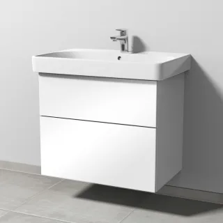 Sanipa 3way Waschtischunterbau zu Geberit Smyle Square Waschtisch mit 2 Auszügen, Weiß-Glanz SF67278
