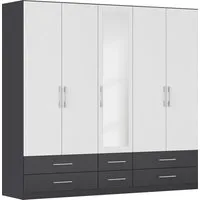 rauch Kleiderschrank Schrank Garderobe Wäscheschrank HERSBRUCK in 2 Breiten (Breiten: 226 oder 271 cm, Höhe 210 cm) mit 6 großzügigen Schubladen sowie Spiegeltüren MADE IN GERMANY