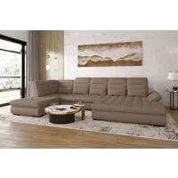 99rooms Wohnlandschaft Toscana, Sofa, U-Form, Bettfunktion, Rundumbezug aus gepolstertem Velours VOGUE