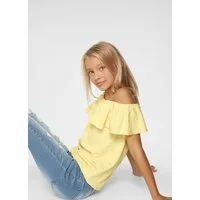 KIDSWORLD T-Shirt Volant-Shirt Kurzarm, weite Passform, Carmenausschnitt, aus Jerseystoff