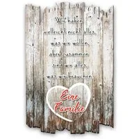 Kreative Feder Holzbild Zusammen eine Familie, Herz (1 St), mit Spruch & Motiv, Shabby Style, aus Holz, 30x20cm