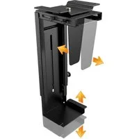 RICOO Halterung PC Halterung unter Schreibtisch flexibel Gaming Büro Tisch TRH-06, (verstellbar in Größe/Höhe, Tiefe - für Tisch & Wand, 1-tlg., max 10 Kg Rechner Halter für unter den Tisch Desktop flexibel schwarz, PC Halter unter Schreibtisch Tisch