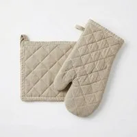 Home affaire Topfhandschuhe Handschuh & Topflappen set beigetön, (Set, 2-tlg)