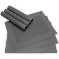 matches21 HOME & HOBBY Platzset Tischsets BORDA 6er Set Schwarz als Tischuntersetzer, (6-St), Abwaschbare Platzsets als Tischunterlagen für Ess-Tisch Tisch-Deko