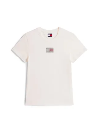 Tommy Jeans - T-Shirt mit Frontprint weiß - Gr. - M