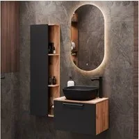 Planetmöbel Badmöbel-Set ASTRA Waschtischunterschrank 60 cm mit Seitenschrank, (Badezimmerschrank, 3-St., Waschbeckenunterschrank), Badezimmer Möbel im modernen Design
