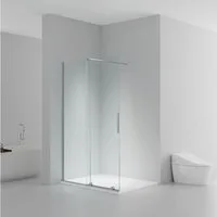 Belvit Walk-in-Dusche mit Schiebetür 120x200 cm aus 8 mm Sicherheitsglas, Schwarz oder Chrom, Sicherheitsglas, (Spar-Set), Anti Kalk Beschichtung, beidseitig montierbar, mit Softclose-Funktion
