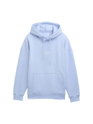 Denim Tom Tailor - Relaxed Hoodie Sweatshirt mit Logo-Print brunnera blue - Gr. - S