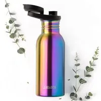 LEKKABOX Trinkflasche Edelstahl Trinkflasche, Rainbow 500ml - Kinder Sport Edelstahlflasche, Leicht wie Alu, aber aus Edelstahl – perfekt für Schule & Sport