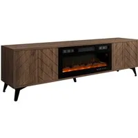 MIRJAN24 TV-Schrank Xylix Bis 2D EF mit Elektrische Kamin (mit zwei Drehtüren) Realistische LED-Flamme, 184x40x53 cm