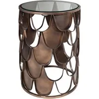 riess-ambiente Beistelltisch ABSTRACT Ø55cm antik messing / transparent (Einzelartikel, 1-St), Wohnzimmer · Glas · Metall · rund · Fischschuppen Design · Industrial