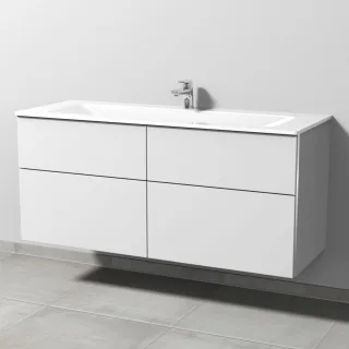 Sanipa 3way Glas-Set Glas-Waschtisch und Unterbau mit 4 Auszügen, Weiß-Soft BR20743