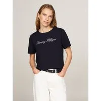 Tommy Hilfiger T-Shirt NOS SCRIPT REGULAR C-NK SHORT SLEEVE mit Rundhals und kontrastfarbener Stickerei, Regular Fit