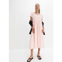 bonprix Midikleid aus reiner Baumwolle, lockere Passform, mit Schlitzdetail