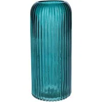 INNA-Glas Dekovase Dekovase ALBURGIS mit Rillen, Glas, türkis-klar, 25cm, Ø10cm