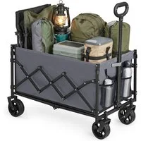 SONGMICS Handwagen altbarer Handwagen/Bollerwagen, Gartenwagen mit Griff, 4 verstärkte Rollen, davon 2 Universalräder, bis 150/180 kg belastbar