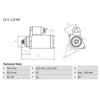 Bosch Starter Audi Seat Skoda VW 0986020780