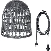 MARELIDA Hängeleuchte Lampenschirm BELL Rattanstil outdoor mit E27 Fassung 33cm wetterfest