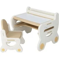 COSTWAY Kindersitzgruppe Kindertisch mit Hocker, mit verstellbarer Tischplatte