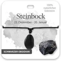 bb Klostermann Kette mit Anhänger BB Klostermann Edelstein Kette Schwarzer Obsidian Steinbock