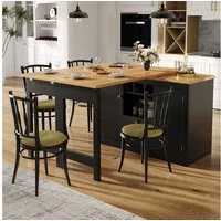 STILVORA Sideboard mit 360° Drehfunktion,Kücheninsel Buffetschrank mit offene Stauraum (Moderner Bartisch ausziehbar 120–180 cm mit 360° Drehfunktion & Stauraum, Sideboard-Esstisch, 1 St., 120-180 cm)