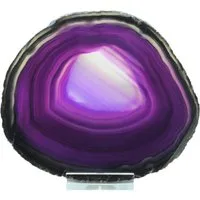 Steinfixx® Mineralstein Achatscheibe 7-8 cm mit Acrylständer I beidseitig poliert, (lila, rot, grün, blau, schwarz oder braun, 1-St., AAA-Qualität aus Brasilien), Blickfang – dekoratives Naturmineral