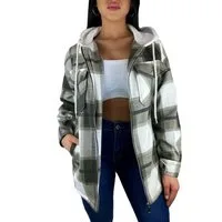 Worldclassca Karohemd Worldclassca DAMEN HEMDJACKE KARIERT KAPUZE OVERSIZED HOLZFÄLLERHEMD HOODIE KAROHEMD BLOGGER XS-XL