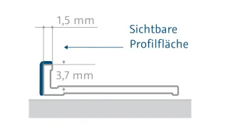 HSK Abschlussprofil flächenbündig ca. 23 × 5,2 x 2550 mm, alu silber-matt, 930009 930009-1