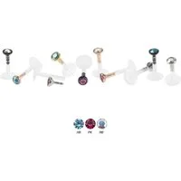 PIERCINGLINE Piercing-Set PMFK Labret mit Plug-in-System - Chirurgenstahl-Aufsatz mit Kristall (Labrets, 1-tlg)