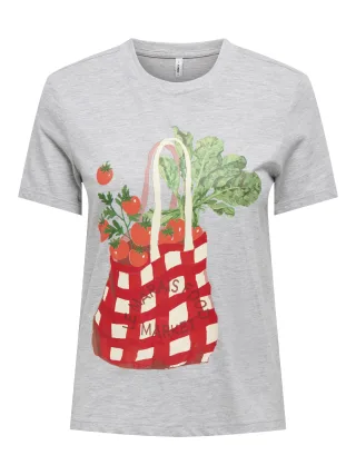 ONLY - ONLVIVVI REG S/S LOVELY TOP BOX JRS Light Grey Melange - Gr. - S