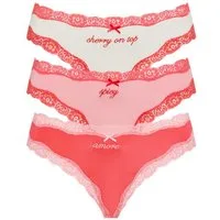 LSCN by LASCANA String (3er Pack) mit hochwertiger Spitze abgesetzt
