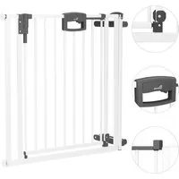 Geuther Türschutzgitter Treppenschutzgitter Easylock 84,5-92,5 cm in Weiß mit Zusatzklemmen, Treppenschutzgitter zum Klemmen - inkl. Türstopper