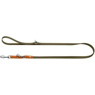 Dog Sport HUNTER stufenlos verstellbare Hundeführleine wolmar biothane x leder khaki 1,6 cm