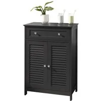 SoBuy Badkommode FRG238, Badezimmerschrank Aufbewahrungsschrank Doppeltürschrank, Badmöbel Sideboard Flurschrank, mit 2 Türen, verstellbare Ablagen