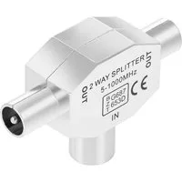 Poppstar SAT-Verteiler, TV Antennenverteiler T-Stück, 2-Fach Antennen-Kupplung für Satkabel